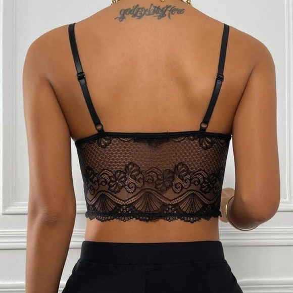 Long line black lace bralette - Picture 2 of 5
